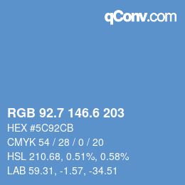 カラーコード: RGB 92.7 146.6 203 | qconv.com