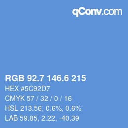 カラーコード: RGB 92.7 146.6 215 | qconv.com