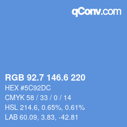 カラーコード: RGB 92.7 146.6 220 | qconv.com