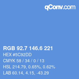 カラーコード: RGB 92.7 146.6 221 | qconv.com