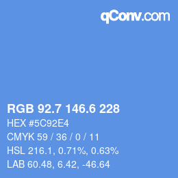 カラーコード: RGB 92.7 146.6 228 | qconv.com