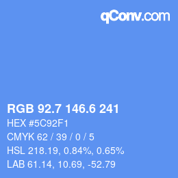カラーコード: RGB 92.7 146.6 241 | qconv.com