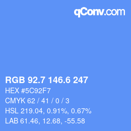 カラーコード: RGB 92.7 146.6 247 | qconv.com