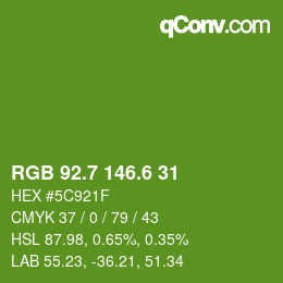 カラーコード: RGB 92.7 146.6 31 | qconv.com