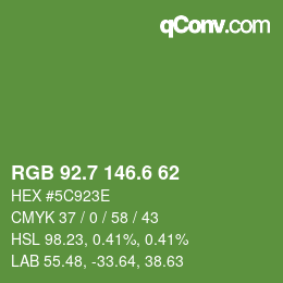 カラーコード: RGB 92.7 146.6 62 | qconv.com