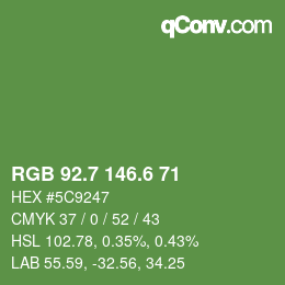 カラーコード: RGB 92.7 146.6 71 | qconv.com