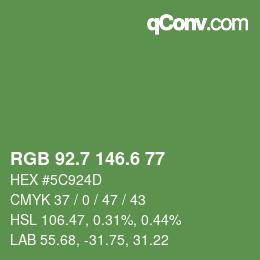 カラーコード: RGB 92.7 146.6 77 | qconv.com