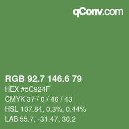 カラーコード: RGB 92.7 146.6 79 | qconv.com