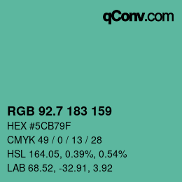 カラーコード: RGB 92.7 183 159 | qconv.com
