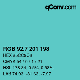 カラーコード: RGB 92.7 201 198 | qconv.com