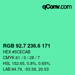 カラーコード: RGB 92.7 236.6 171 | qconv.com