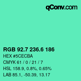 カラーコード: RGB 92.7 236.6 186 | qconv.com