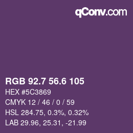 カラーコード: RGB 92.7 56.6 105 | qconv.com