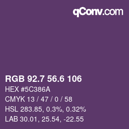 カラーコード: RGB 92.7 56.6 106 | qconv.com