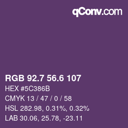 カラーコード: RGB 92.7 56.6 107 | qconv.com