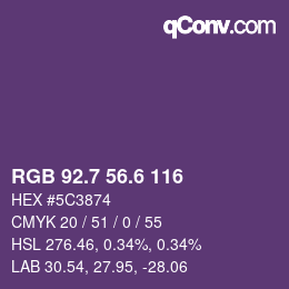 カラーコード: RGB 92.7 56.6 116 | qconv.com
