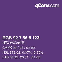 カラーコード: RGB 92.7 56.6 123 | qconv.com