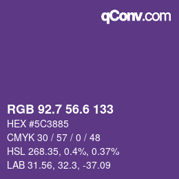 カラーコード: RGB 92.7 56.6 133 | qconv.com