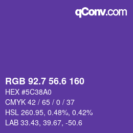 カラーコード: RGB 92.7 56.6 160 | qconv.com