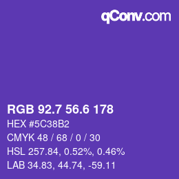 カラーコード: RGB 92.7 56.6 178 | qconv.com