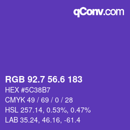 カラーコード: RGB 92.7 56.6 183 | qconv.com