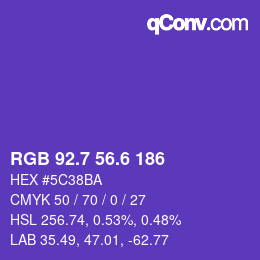 カラーコード: RGB 92.7 56.6 186 | qconv.com