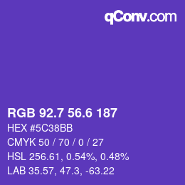 カラーコード: RGB 92.7 56.6 187 | qconv.com