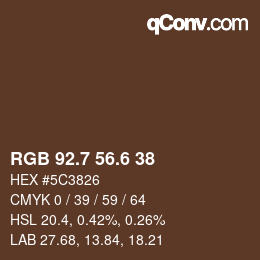 カラーコード: RGB 92.7 56.6 38 | qconv.com