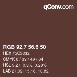 カラーコード: RGB 92.7 56.6 50 | qconv.com
