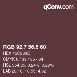 カラーコード: RGB 92.7 56.6 60 | qconv.com