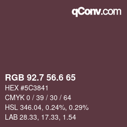 カラーコード: RGB 92.7 56.6 65 | qconv.com