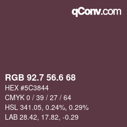 カラーコード: RGB 92.7 56.6 68 | qconv.com