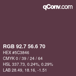 カラーコード: RGB 92.7 56.6 70 | qconv.com
