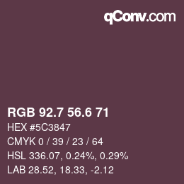 カラーコード: RGB 92.7 56.6 71 | qconv.com