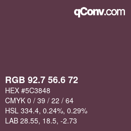 カラーコード: RGB 92.7 56.6 72 | qconv.com