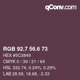 カラーコード: RGB 92.7 56.6 73 | qconv.com
