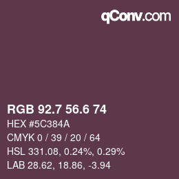 カラーコード: RGB 92.7 56.6 74 | qconv.com