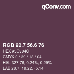 カラーコード: RGB 92.7 56.6 76 | qconv.com