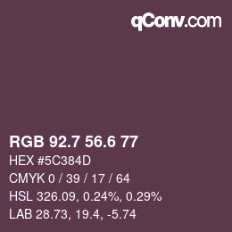 カラーコード: RGB 92.7 56.6 77 | qconv.com