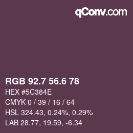 カラーコード: RGB 92.7 56.6 78 | qconv.com