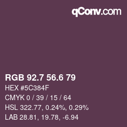 カラーコード: RGB 92.7 56.6 79 | qconv.com