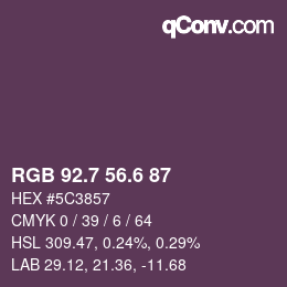 カラーコード: RGB 92.7 56.6 87 | qconv.com