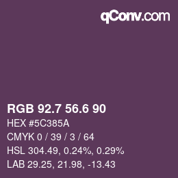 カラーコード: RGB 92.7 56.6 90 | qconv.com