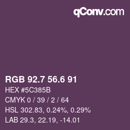 カラーコード: RGB 92.7 56.6 91 | qconv.com