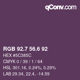 カラーコード: RGB 92.7 56.6 92 | qconv.com