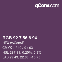 カラーコード: RGB 92.7 56.6 94 | qconv.com