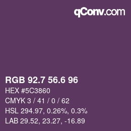 カラーコード: RGB 92.7 56.6 96 | qconv.com