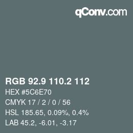 Color code: RGB 92.9 110.2 112 | qconv.com