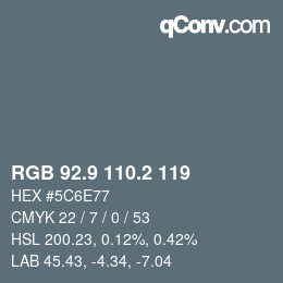 カラーコード: RGB 92.9 110.2 119 | qconv.com