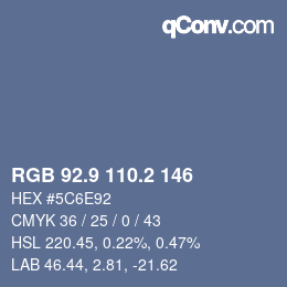 Color code: RGB 92.9 110.2 146 | qconv.com